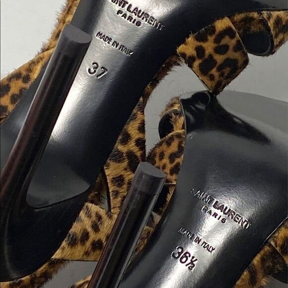 Saint Laurent Tribute 105MM Leopard-Print Calf Hair Sandals - Picture 12 of 13